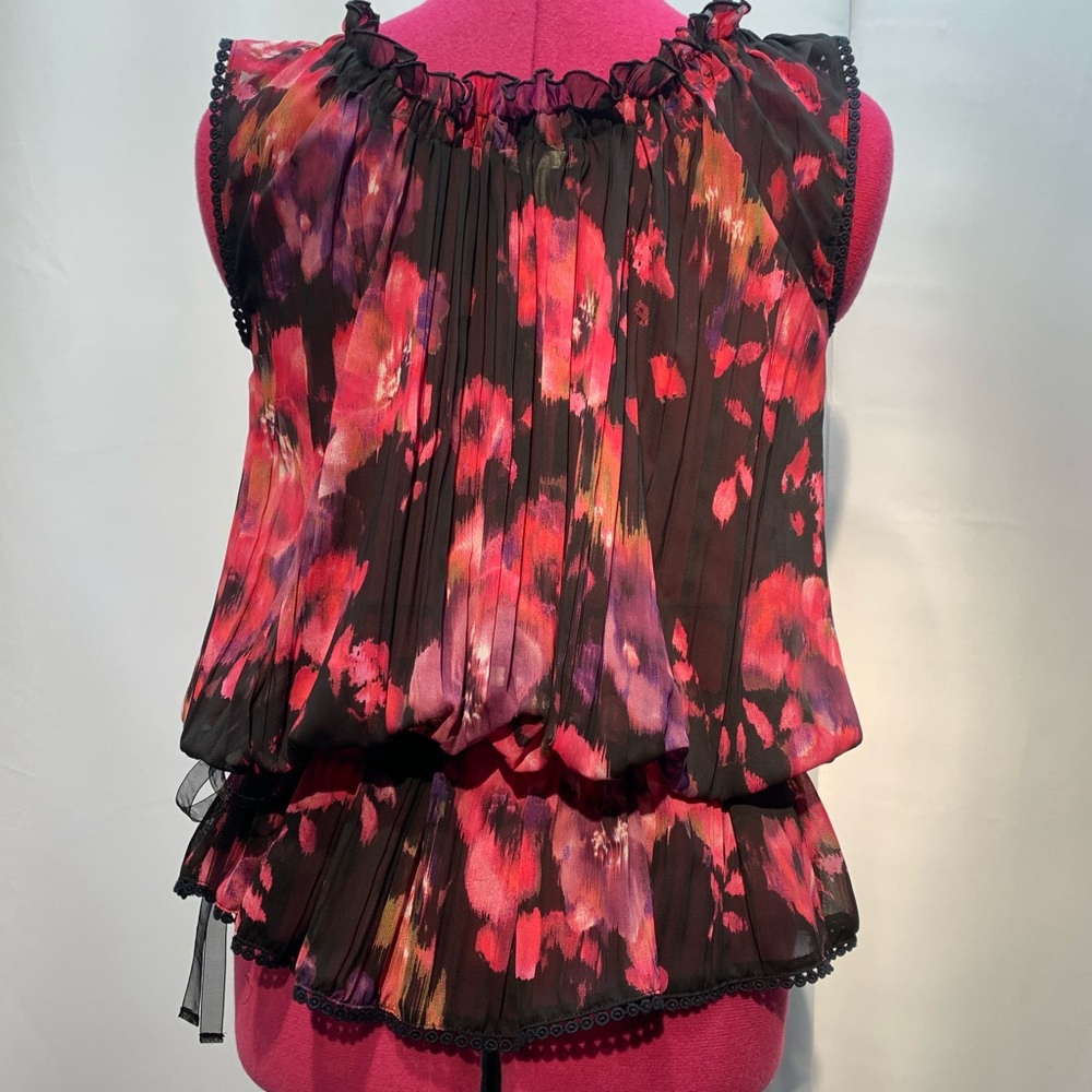 Flounce Crinkled Chiffon Top